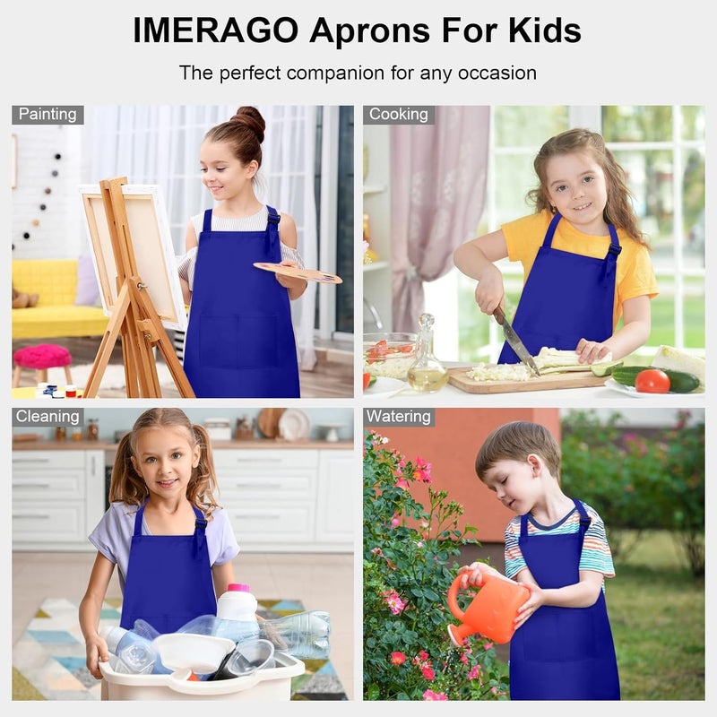 imeago 15 PCS Kids Aprons with Pockets Adjustable Chef Painting Aprons Bulk for Girls Boys Aged 6-13 Cooking Baking Crafting - Image 5